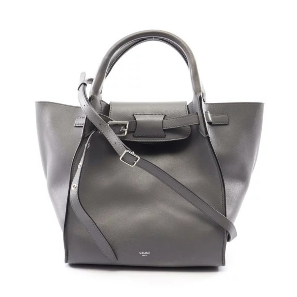 Celine Big Bag Long Strap Handbag Leather Gray